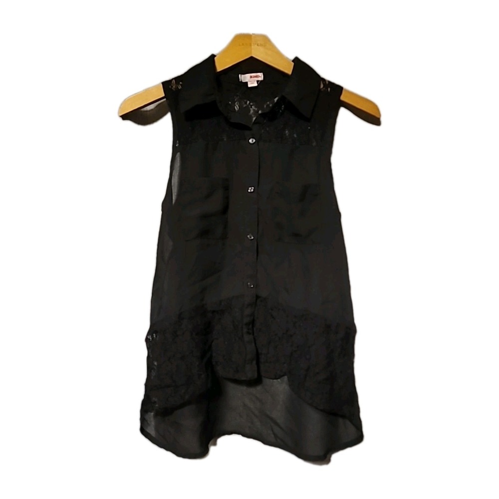 Vintage Bongo Lace Top Size‎ Med Black Floral Sheer Y2K Whimsygoth Evening Party